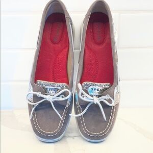 Sperry Women's Gray Loafers with Red Insole